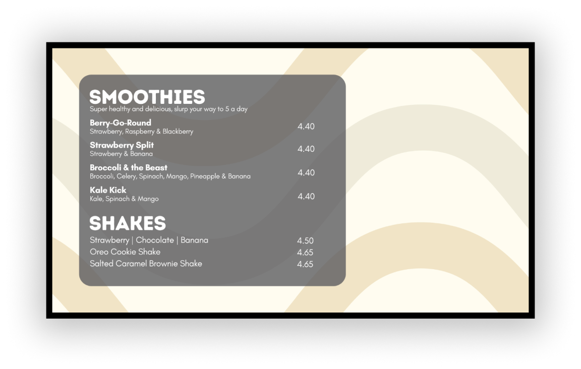 Original Ground digital menu